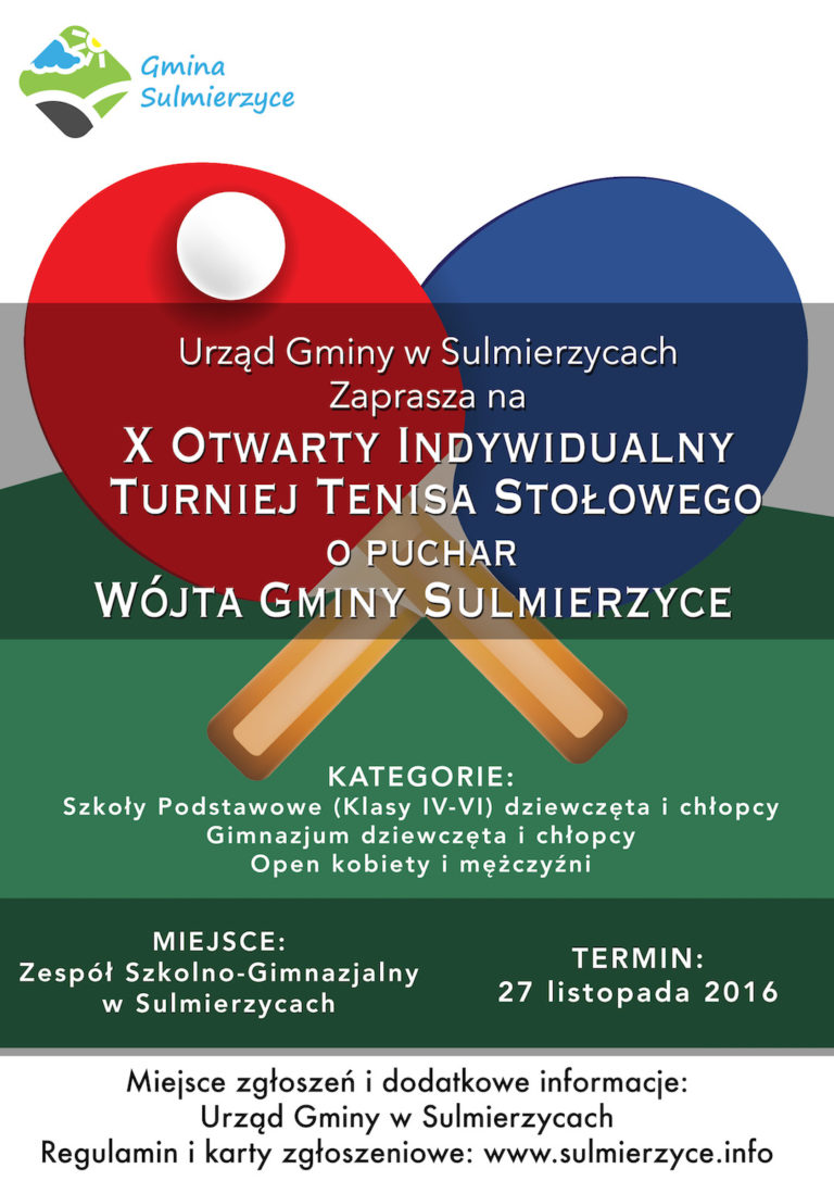 X Otwarty Turniej Tenisa Stołowego o puchar Wójta Gminy Sulmierzyce
