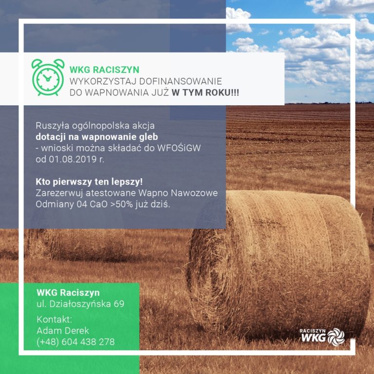 Wykorzystaj dofinansowanie do wapnowania jeszcze w tym roku!!!