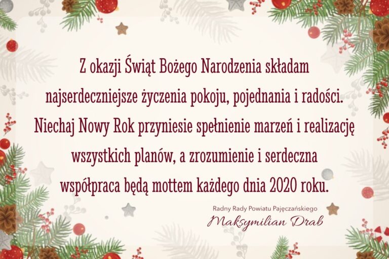 Radny Maksymilian Drab życzy Wesołych Świąt