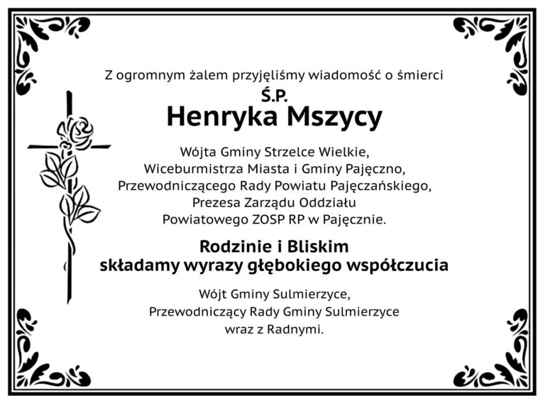 Kondolencje od władz Gminy Sulmierzyce