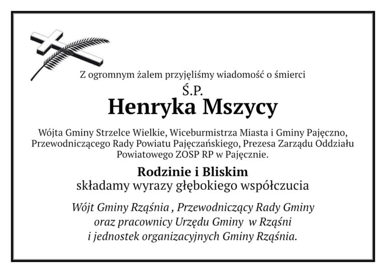 Kondolencje od władz Gminy Rząśnia