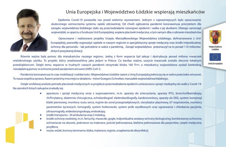 Unia Europejska i województwo łódzkie wspierają mieszkańców