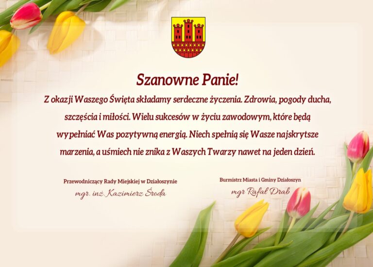 Życzenia z okazji Dnia Kobiet od władz Gminy Działoszyn