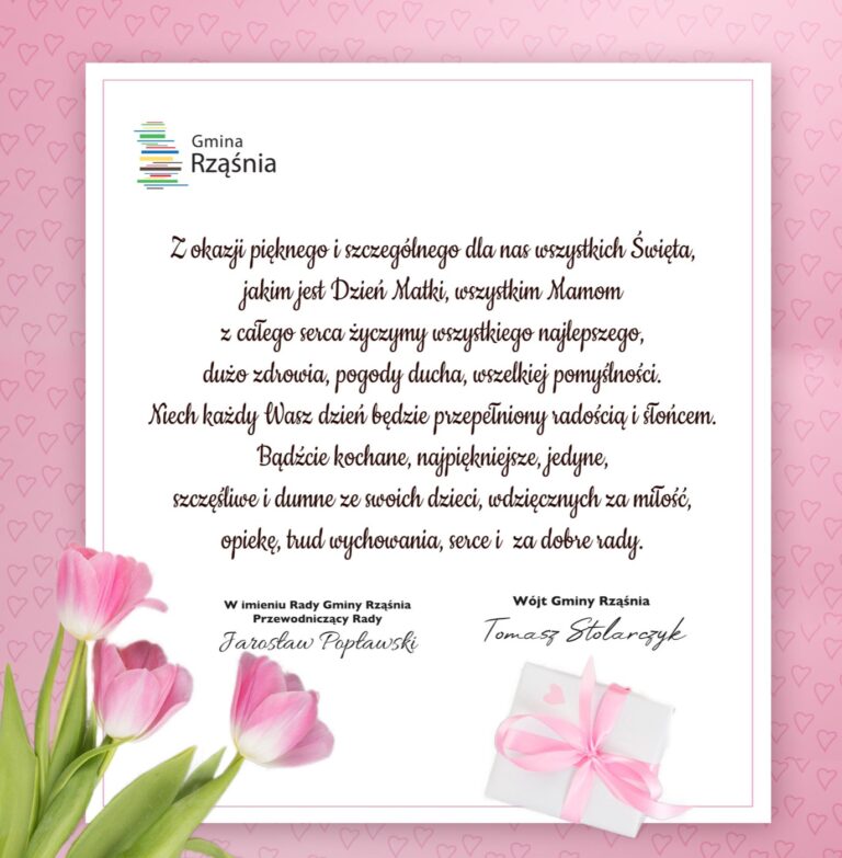 Gmina Rząśnia. Życzenia na Dzień Matki