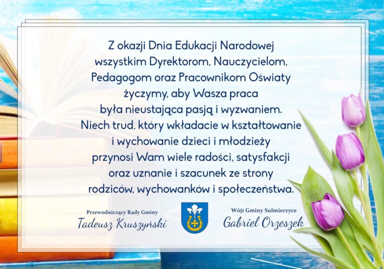 Gmina Sulmierzyce. Życzenia z okazji Dnia Edukacji Narodowej
