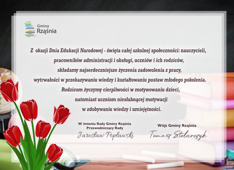 Gmina Rząsnia. Życzenia z okazji Dnia Edukacji Narodowej