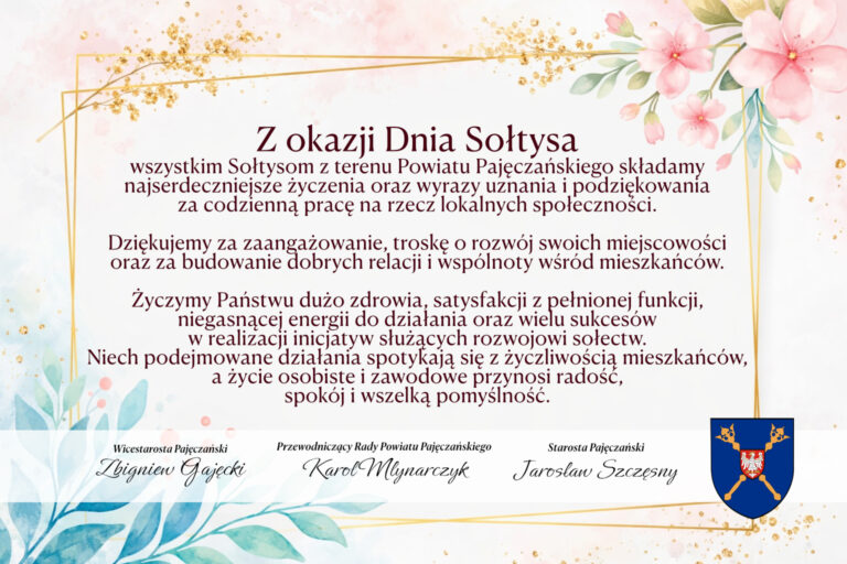 Powiat Pajęczański. Życzenia z okazji Dnia Sołtysa