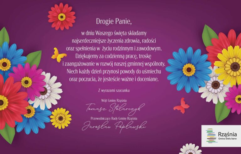 Gmina Rząśnia. Życzenia z okazji Dnia Kobiet