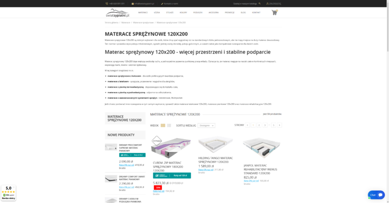 Materace sprężynowe 120x200 - Sklep Świat Sypialni